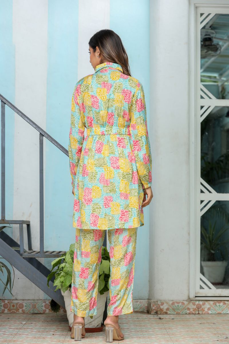 Multi-colour Bandhej Printed Co-ord Set