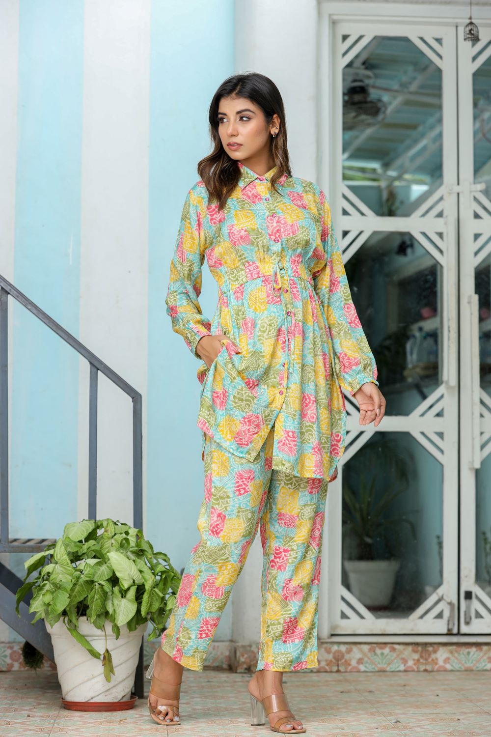 Multi-colour Bandhej Printed Co-ord Set