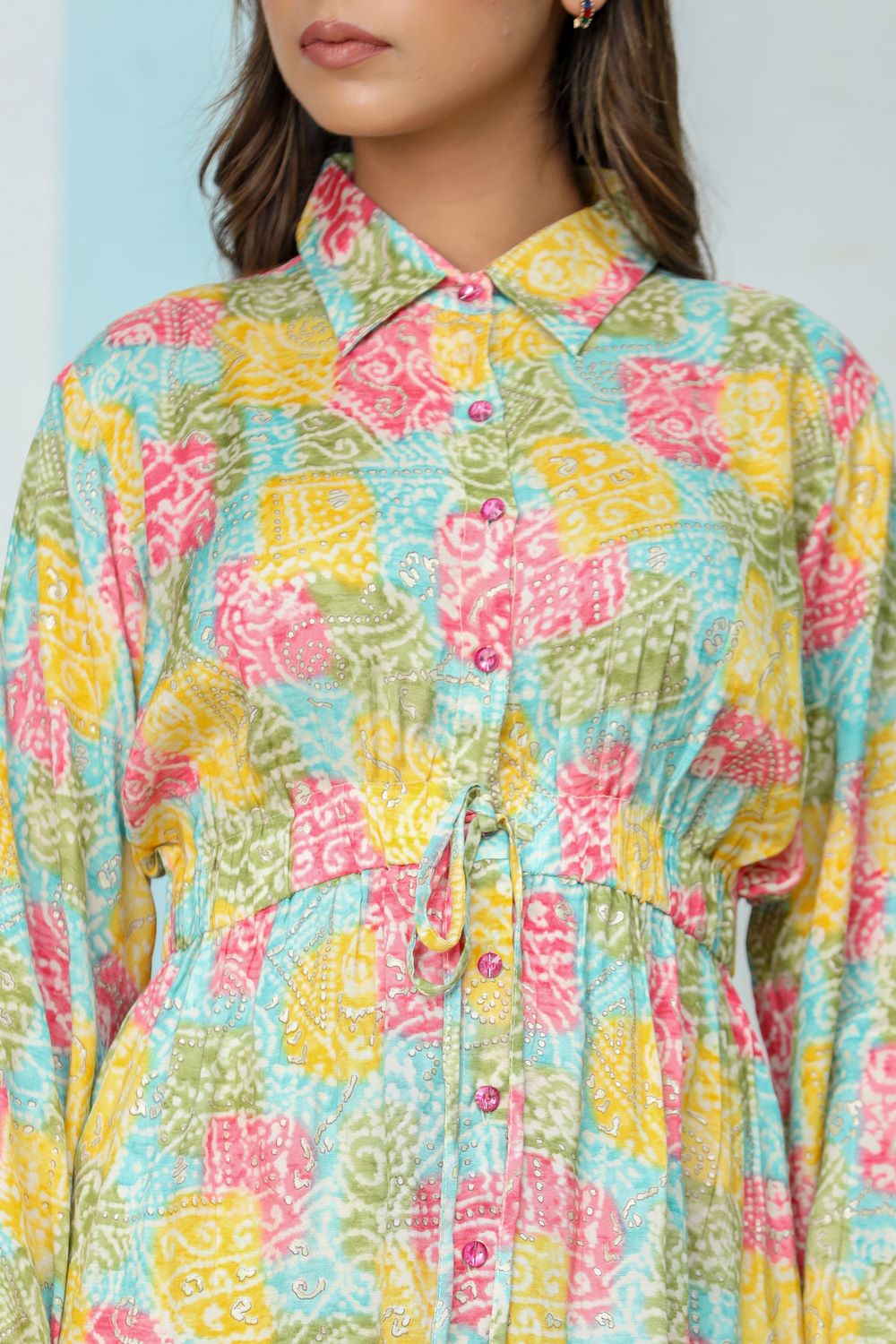 Multi-colour Bandhej Printed Co-ord Set