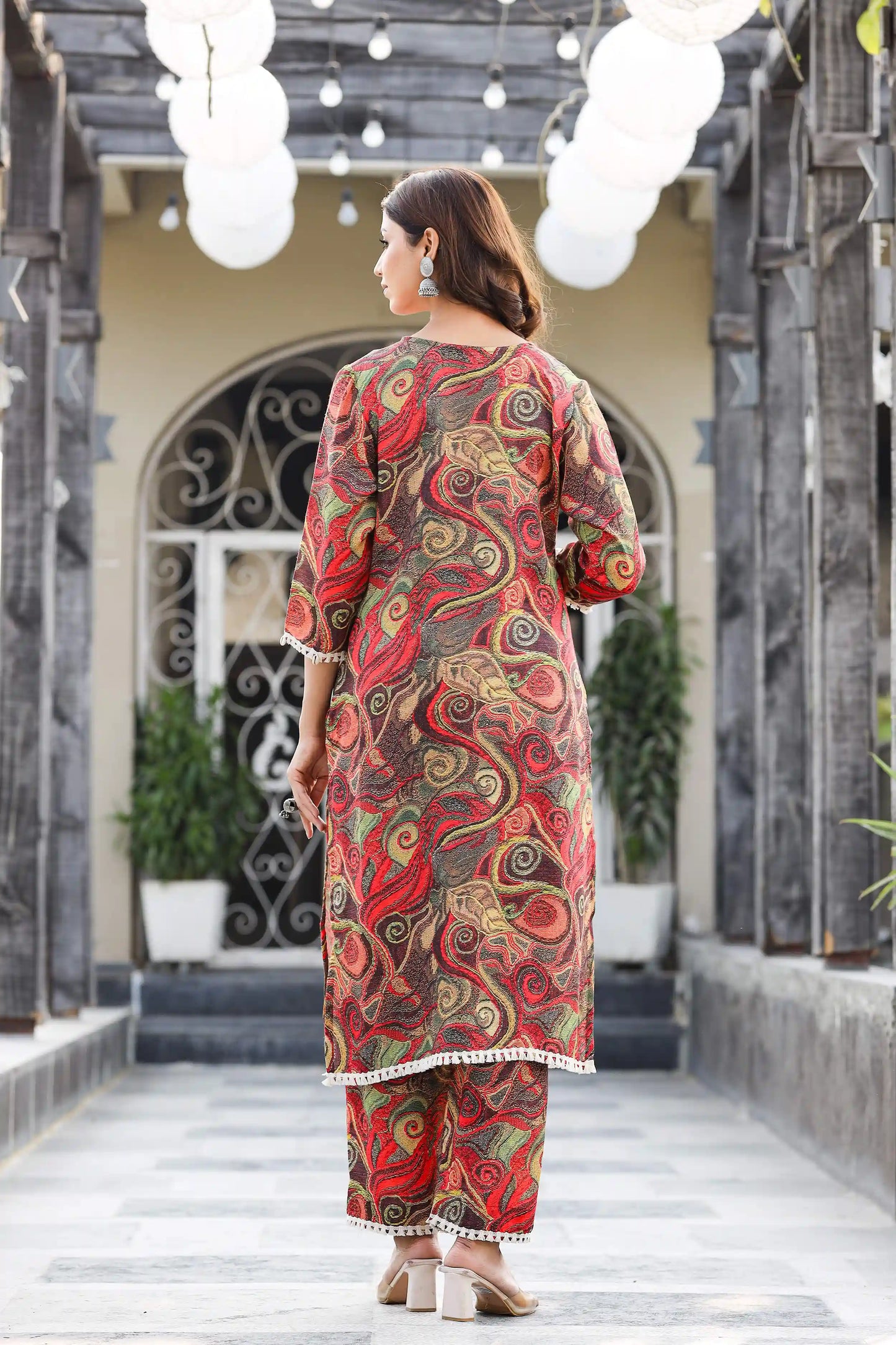 Multi Colour Cowri Detailing Co-ord Set