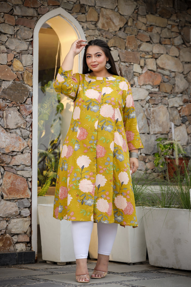 Meadow Delight Plus Size Cotton Flex Kurti