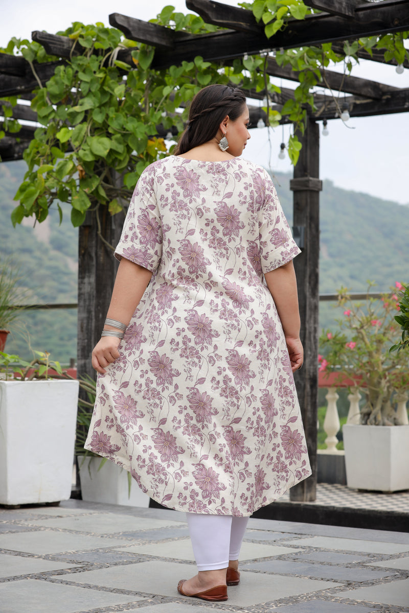 Purple Blossom Plus Size Cotton Flex Kurti