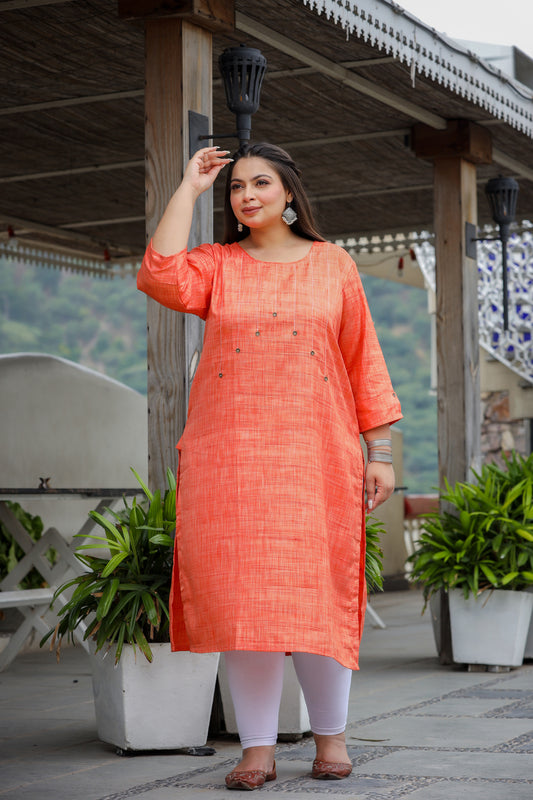 Tangerine Threads Plus Size Cotton Kurti