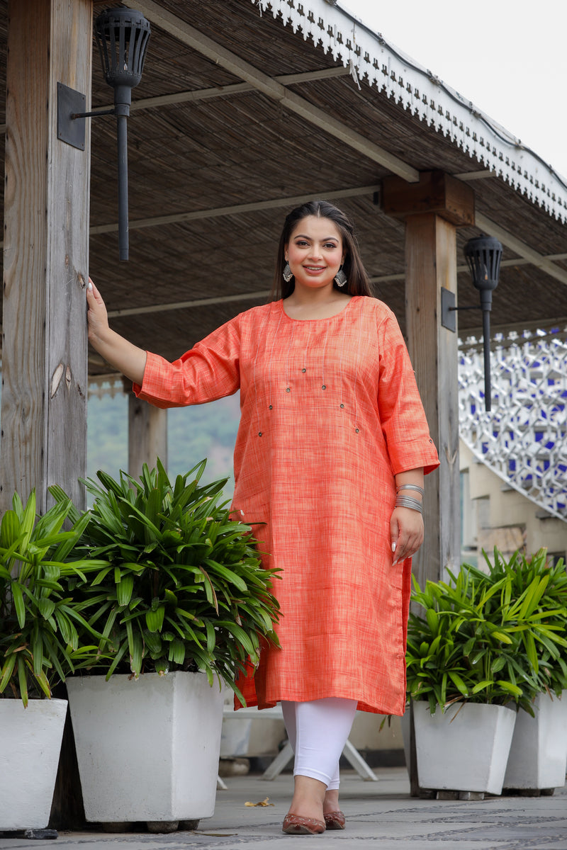 Tangerine Threads Plus Size Cotton Kurti