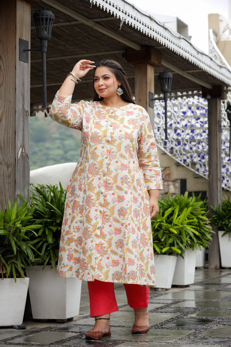 Multicolor Muse Plus Size Cotton Flex Kurti