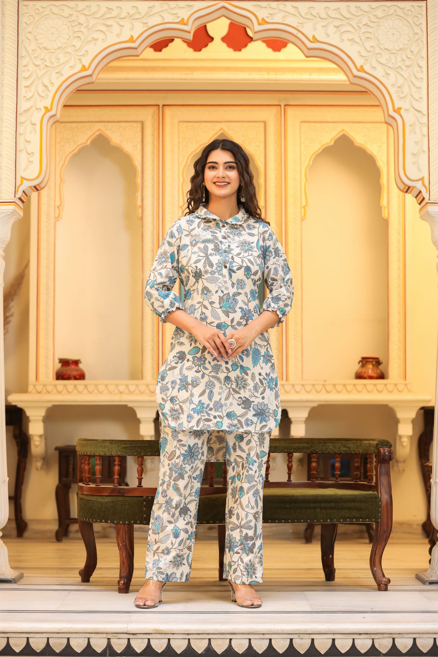 Blue Phulwari Co-ord Set