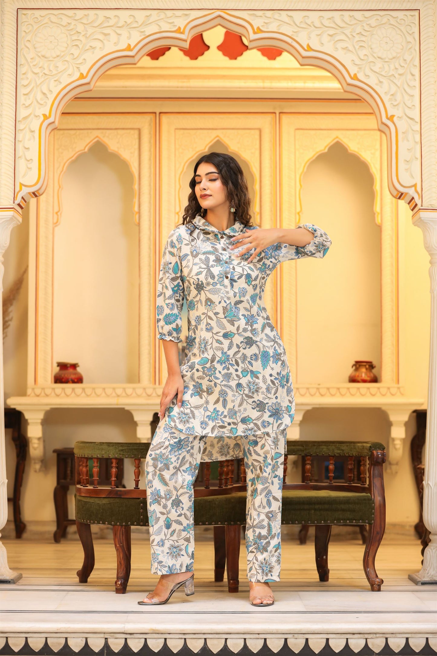 Blue Phulwari Co-ord Set