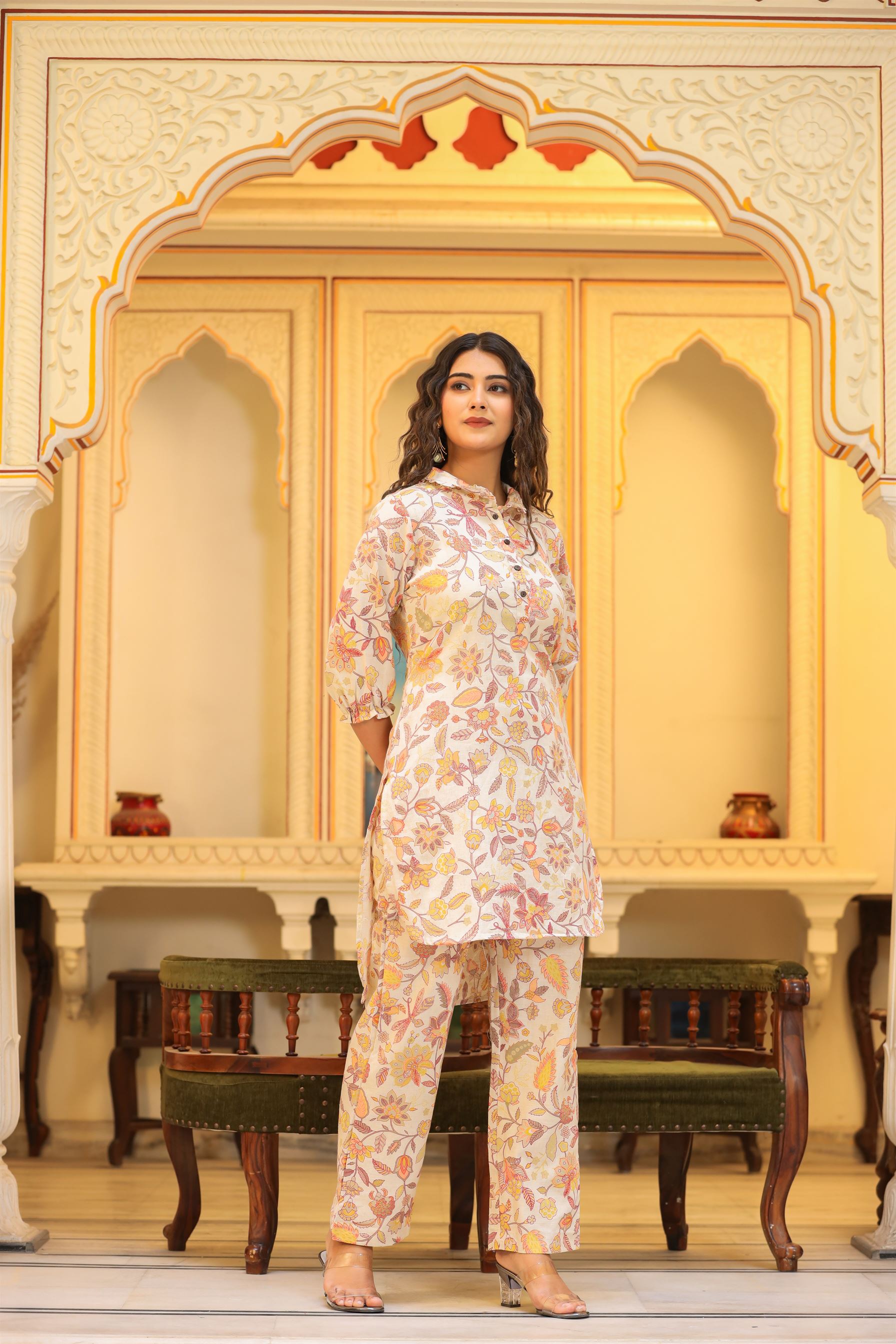 Peach Phulwari Co-ord Set – LaaliJaipur