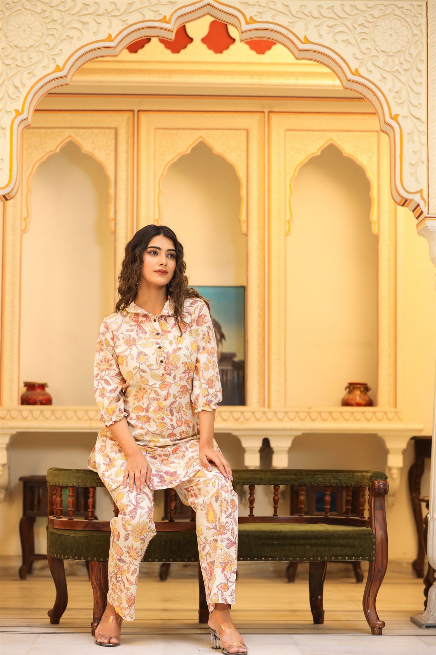 Peach Phulwari Co-ord Set