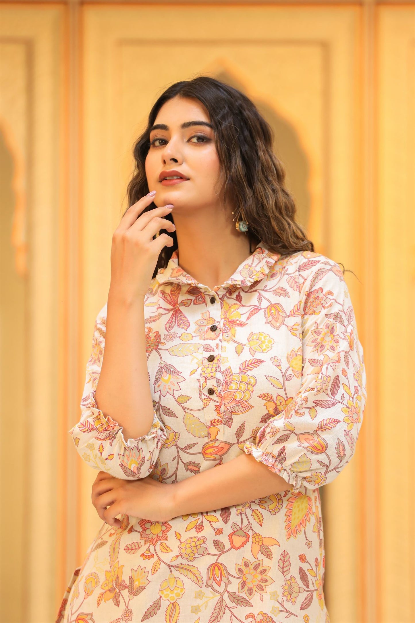 Peach Phulwari Co-ord Set