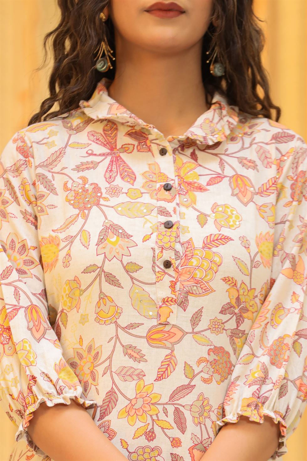 Peach Phulwari Co-ord Set