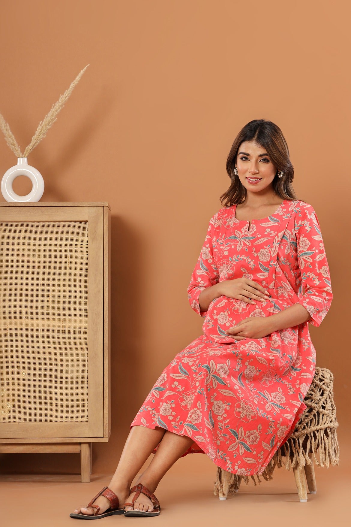 Cuchikoo by Laali Breeze Along Pink Maternity Dress