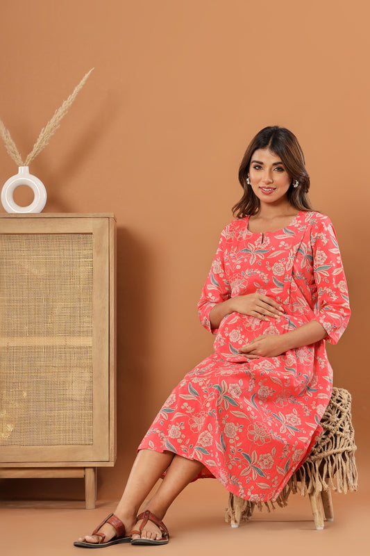Cuchikoo by Laali Breeze Along Pink Maternity Dress