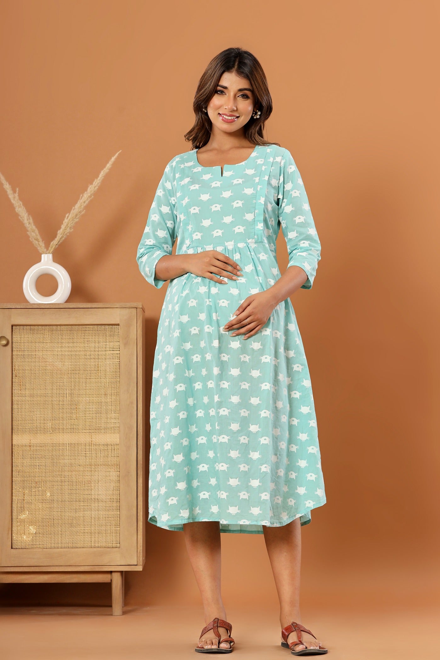 Cuchikoo by Laali Purrfectly Pistachio Maternity Dress