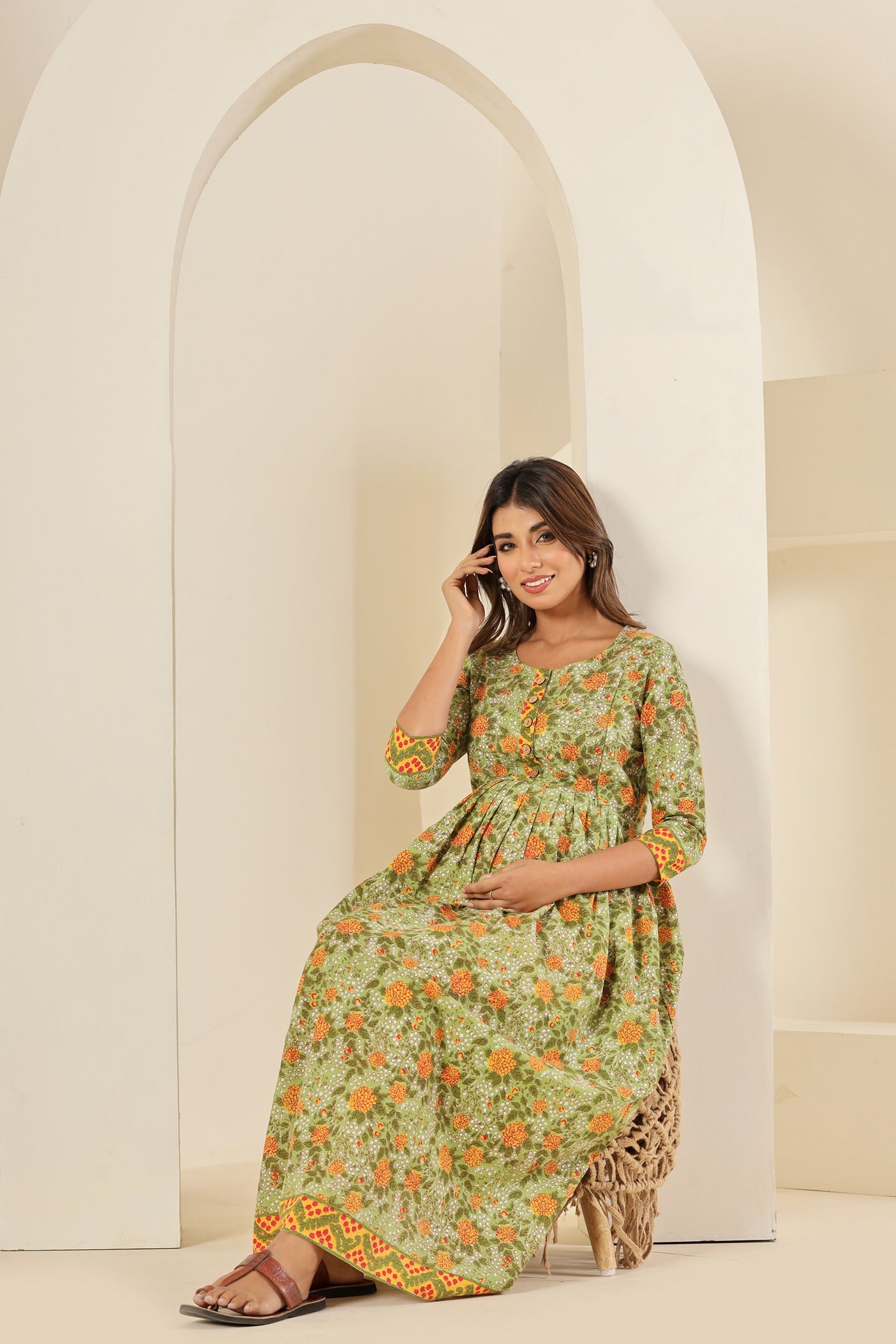 Cuchikoo by Laali Spring Green Maternity Dress