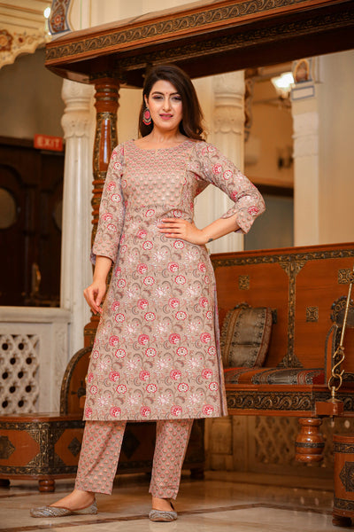 Red Gulnaar Kurti Pant Set
