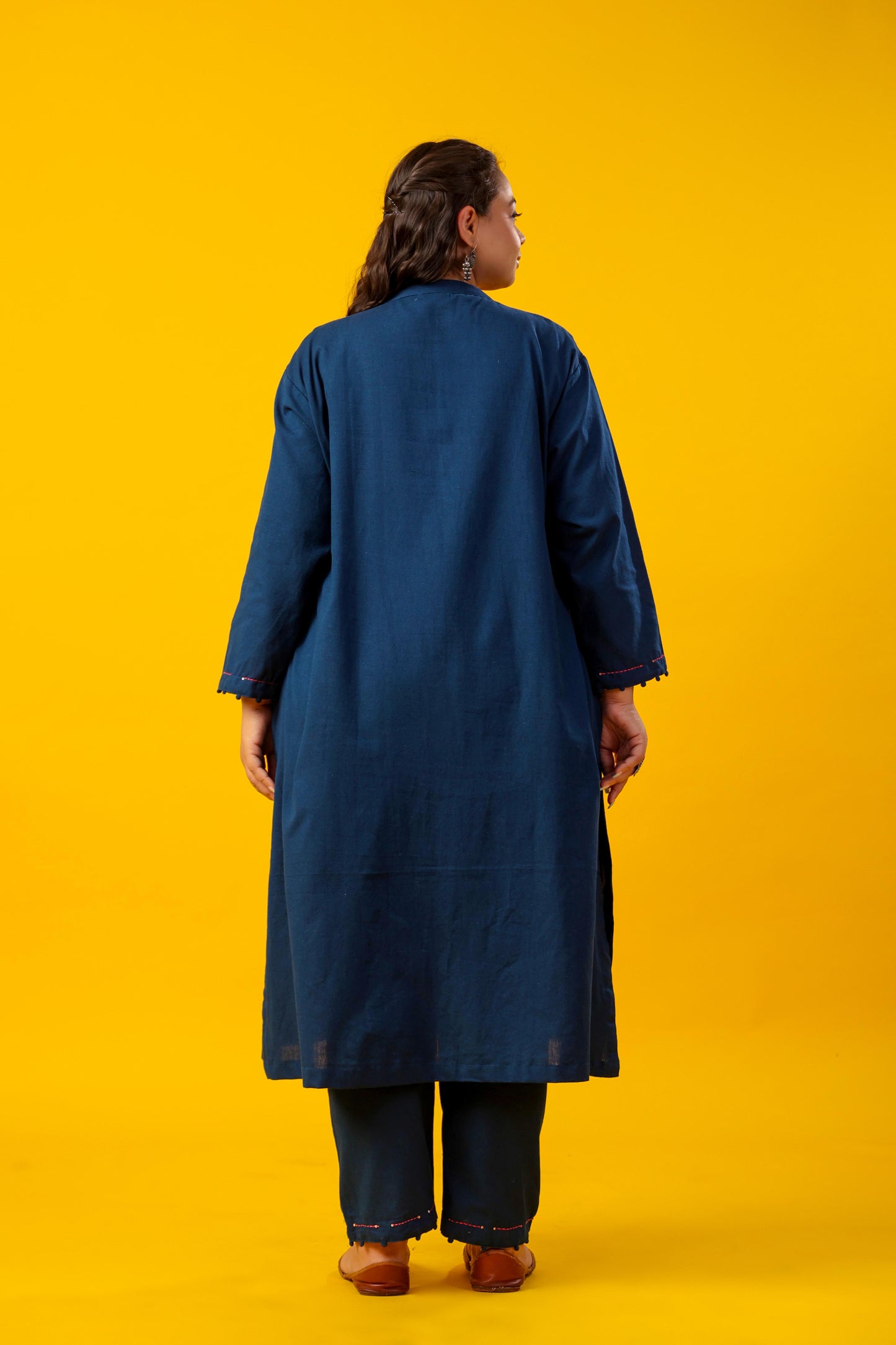 Blue Sorbet Plus Solid Kurta Pant Set