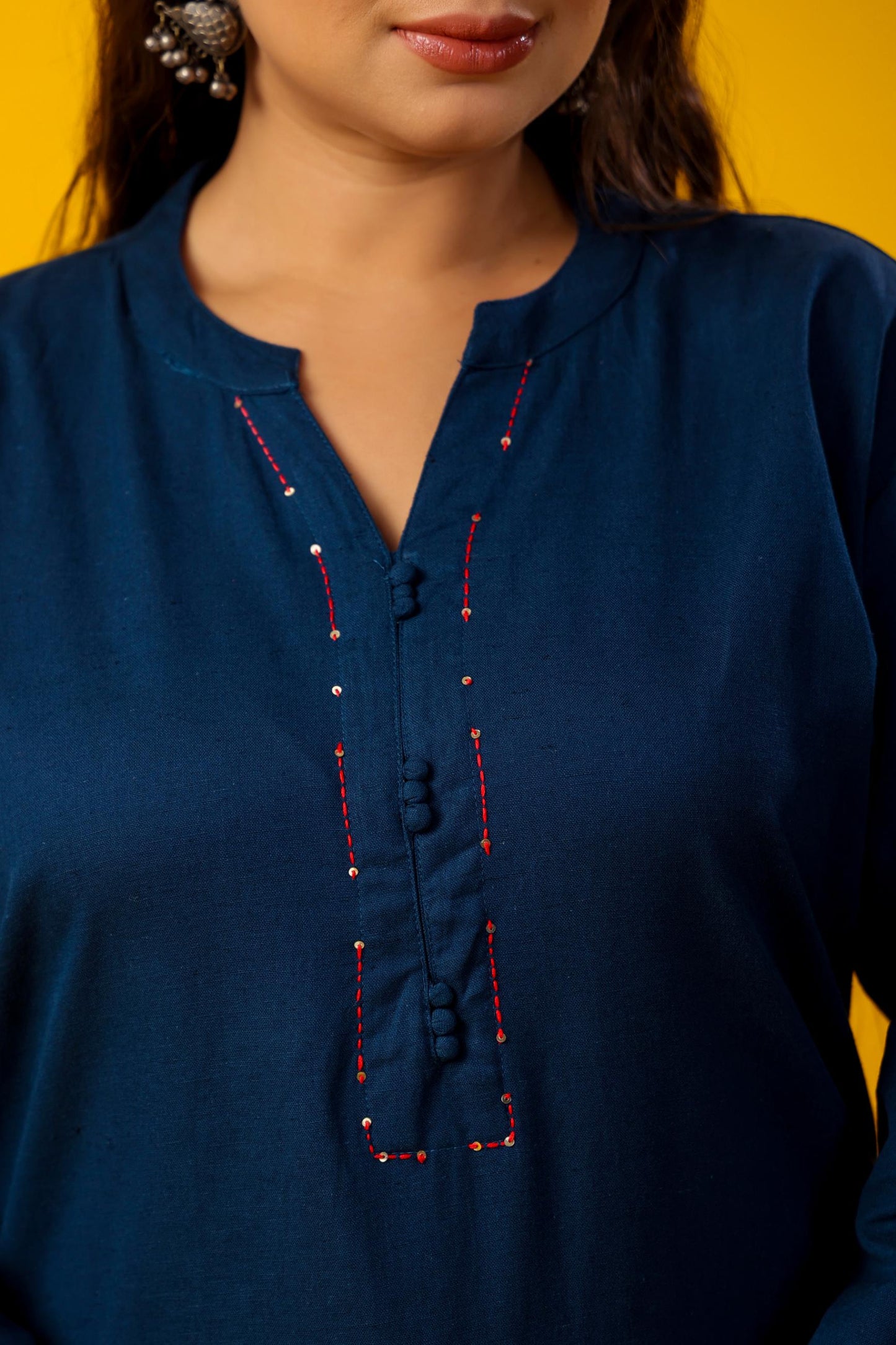 Blue Sorbet Plus Solid Kurta Pant Set
