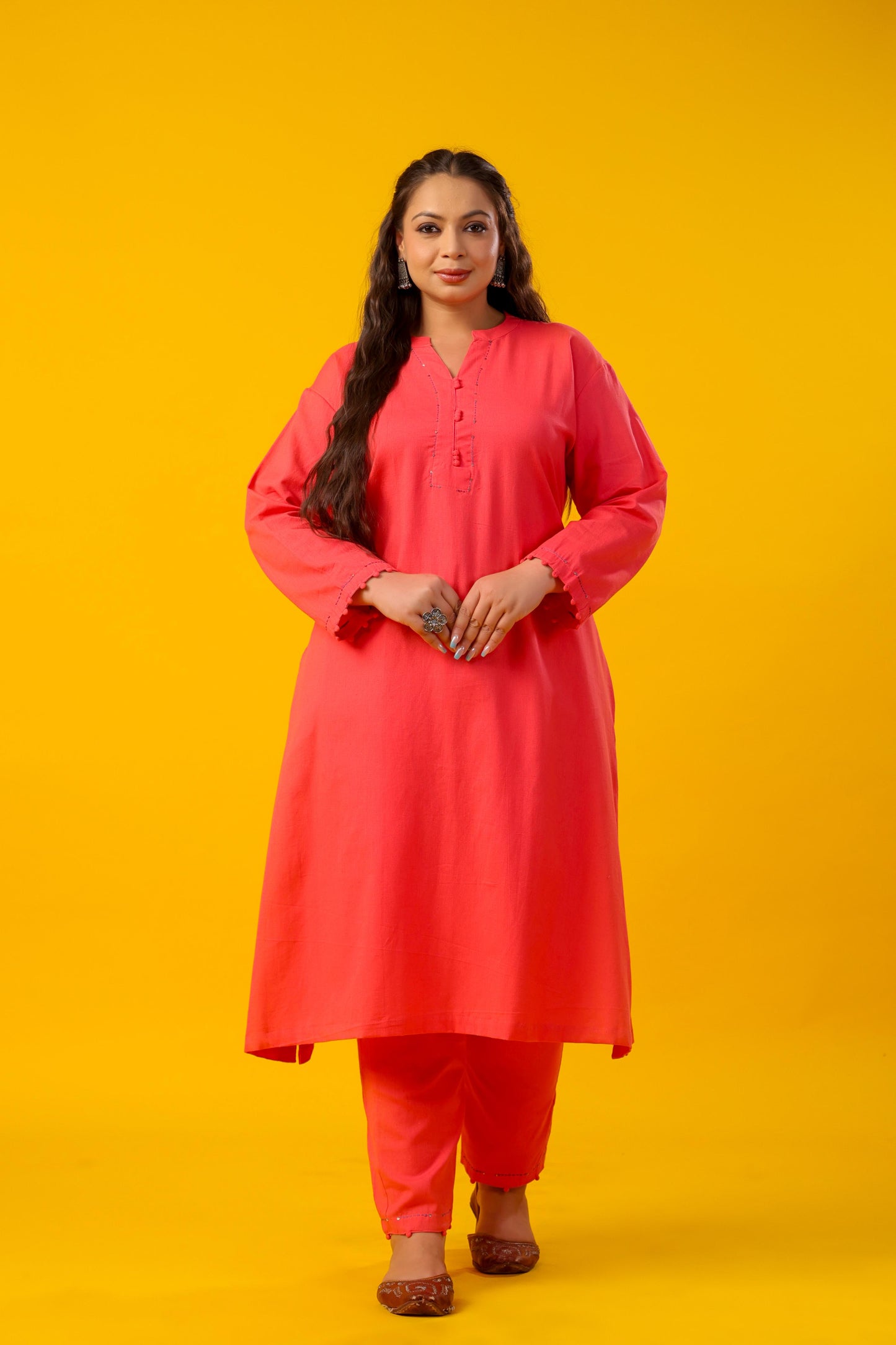 Very Strawberry Plus Solid Kurta Pant Set
