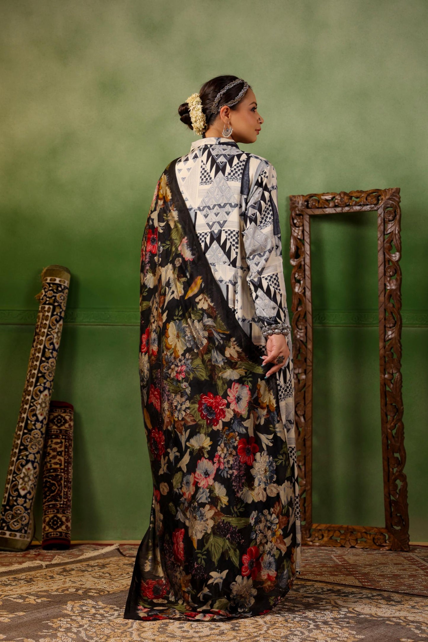 Aarzu Printed Plus Anarkali Dress with Dupatta