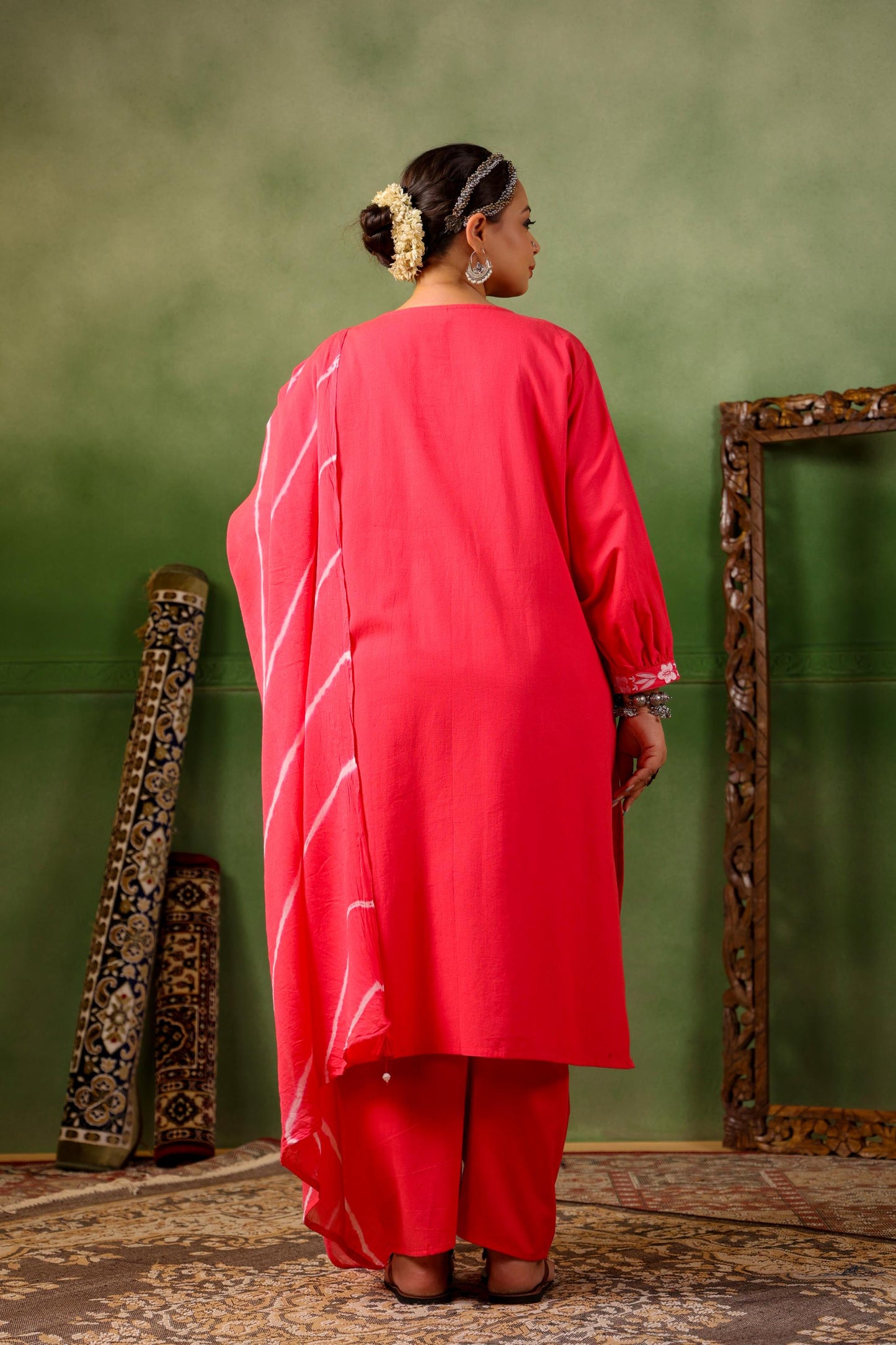 Faiza Pink Pintuck Plus Suit Set