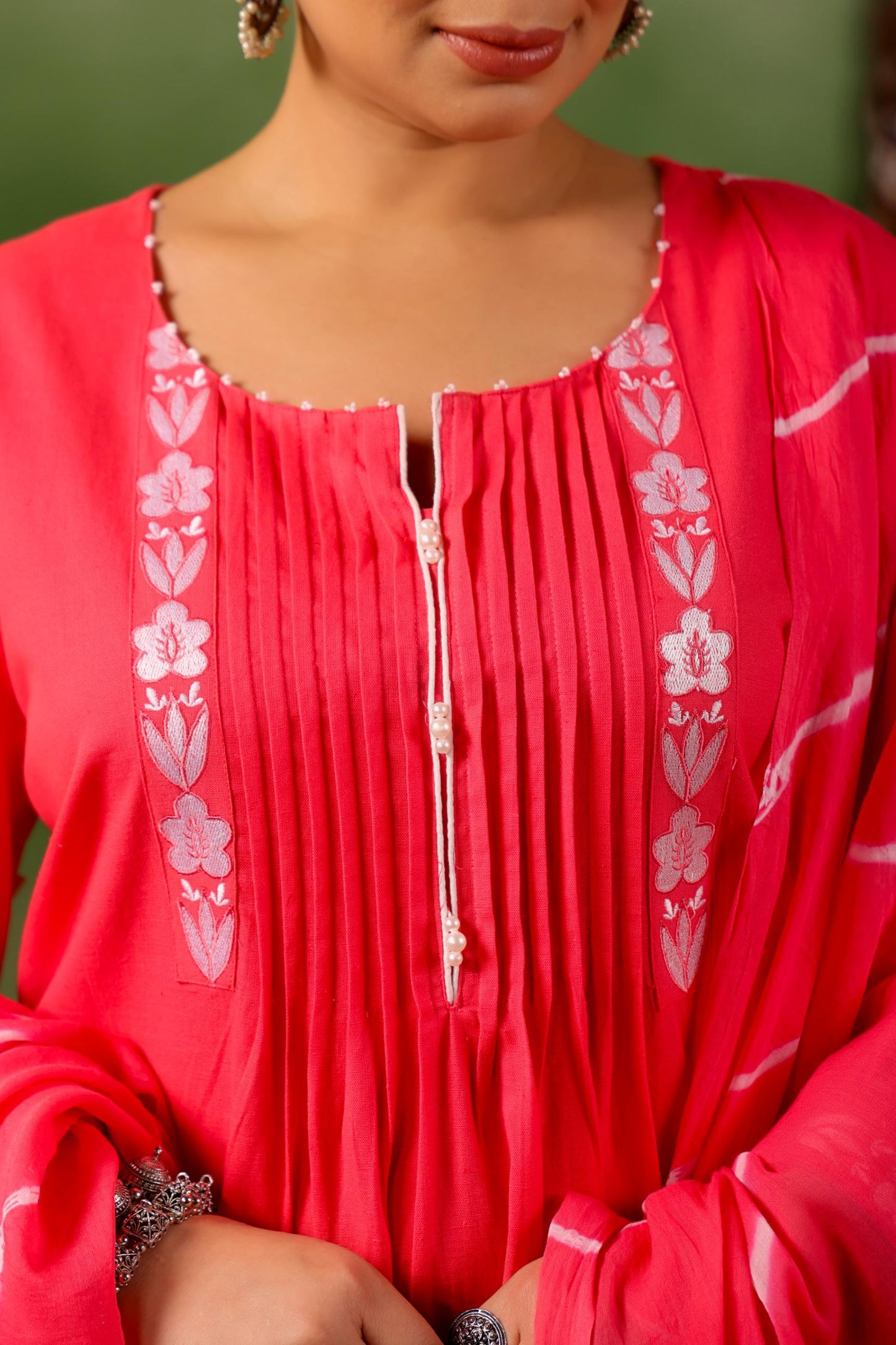 Faiza Pink Pintuck Plus Suit Set