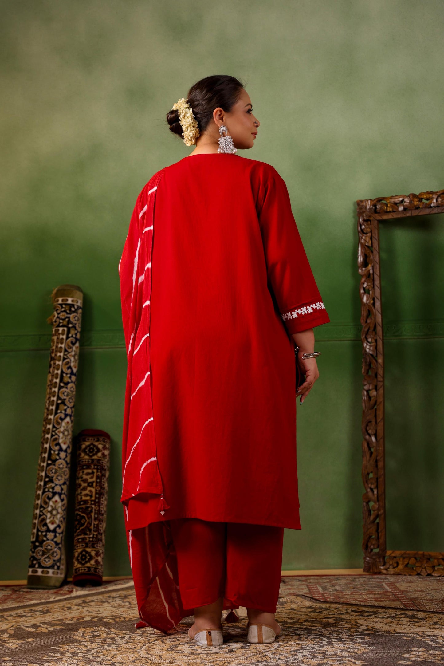 Aashna Maroon Embroidery Detailing Plus Size Suit Set
