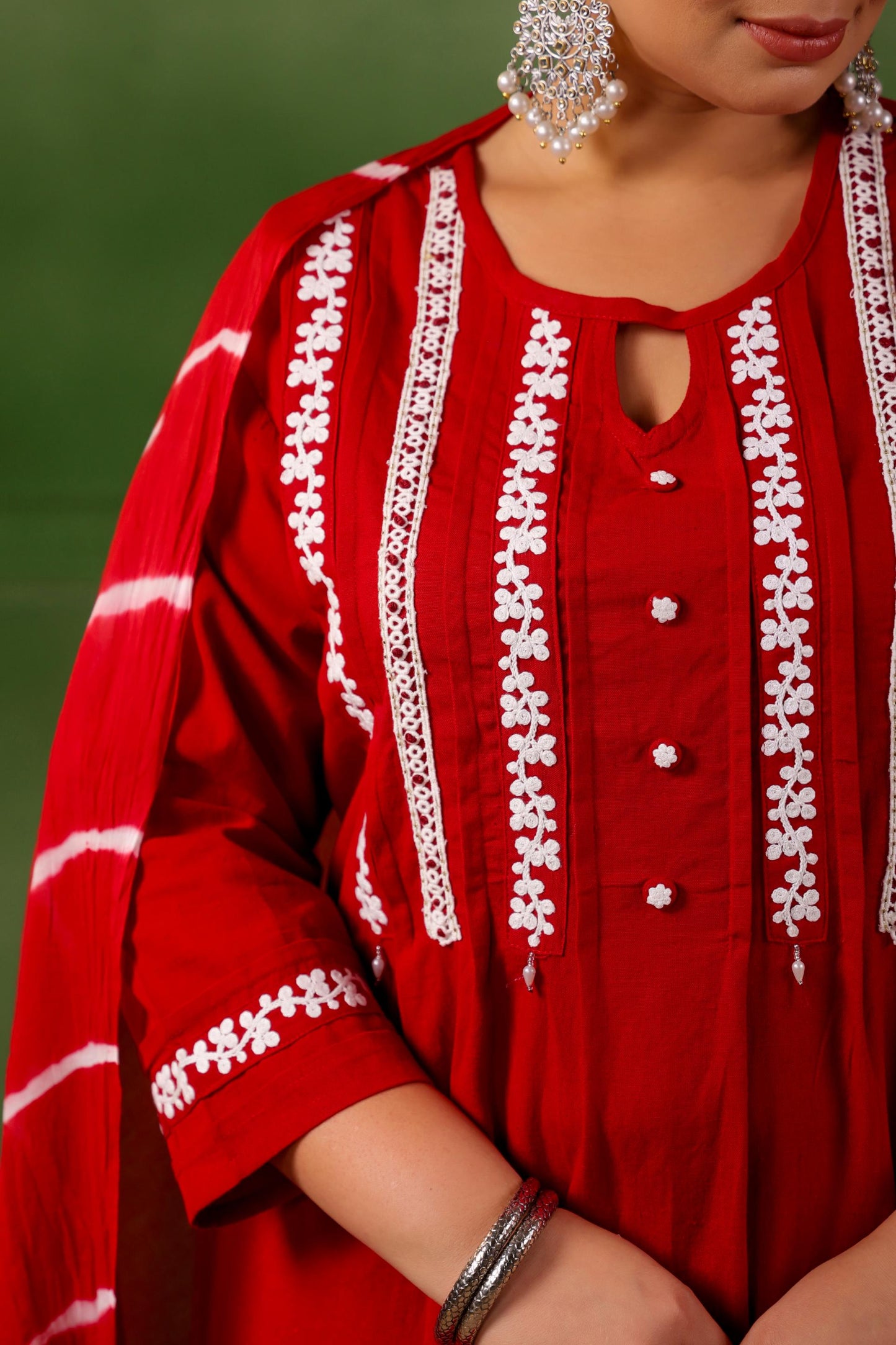Aashna Maroon Embroidery Detailing Plus Size Suit Set