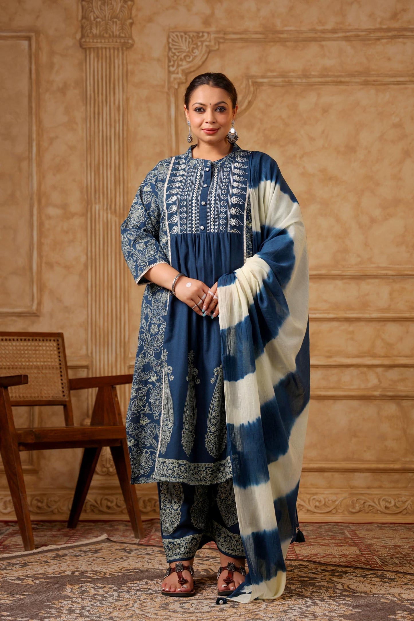 Chand Raat Blue Embroidered Plus Size Suit Set