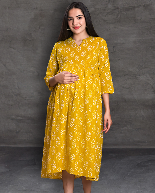 Cuchikoo by Laali Mustard Katha Nursing Dress