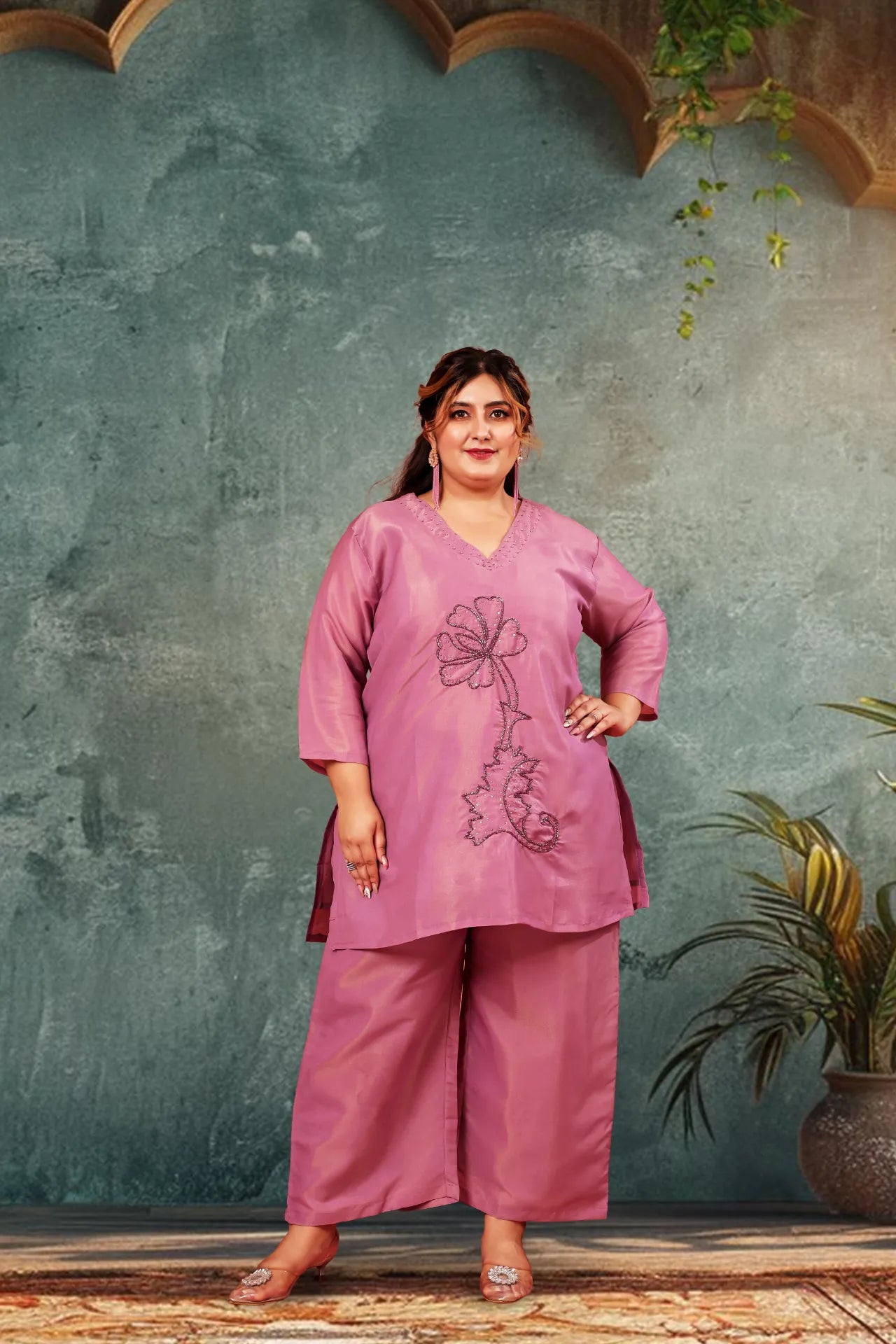 Preet Purple Shimmer Plus Size Co-ord Set