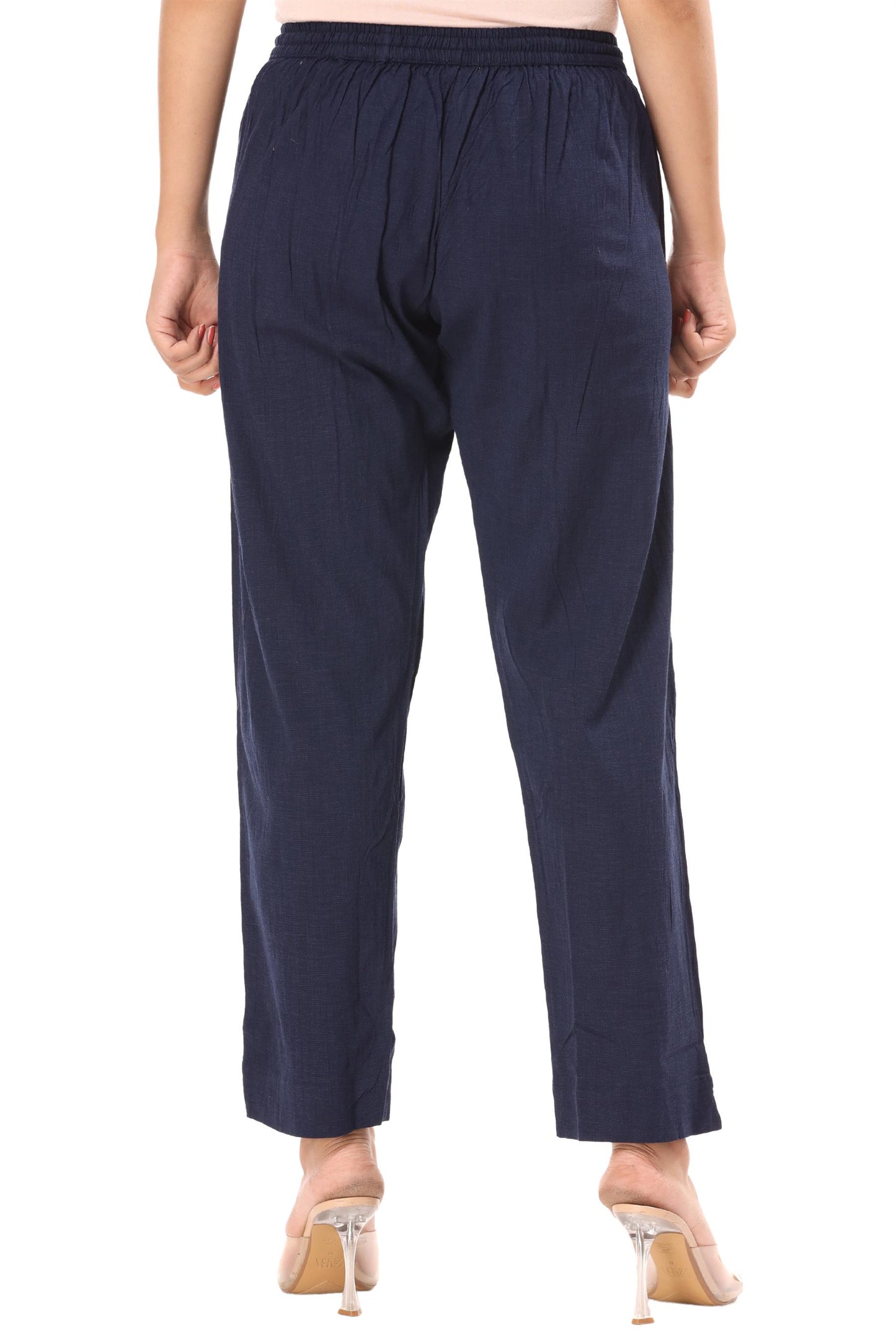 2-way stretch Navy Blue Cotton Lycra Pants