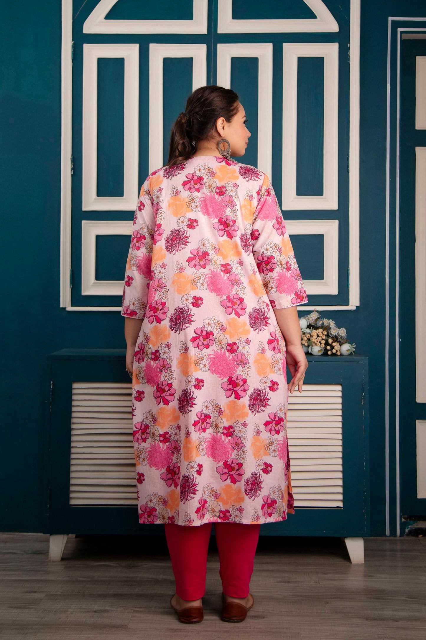Raspberry Charm Plus Size Cotton Kurti