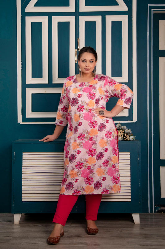 Raspberry Charm Plus Size Cotton Kurti
