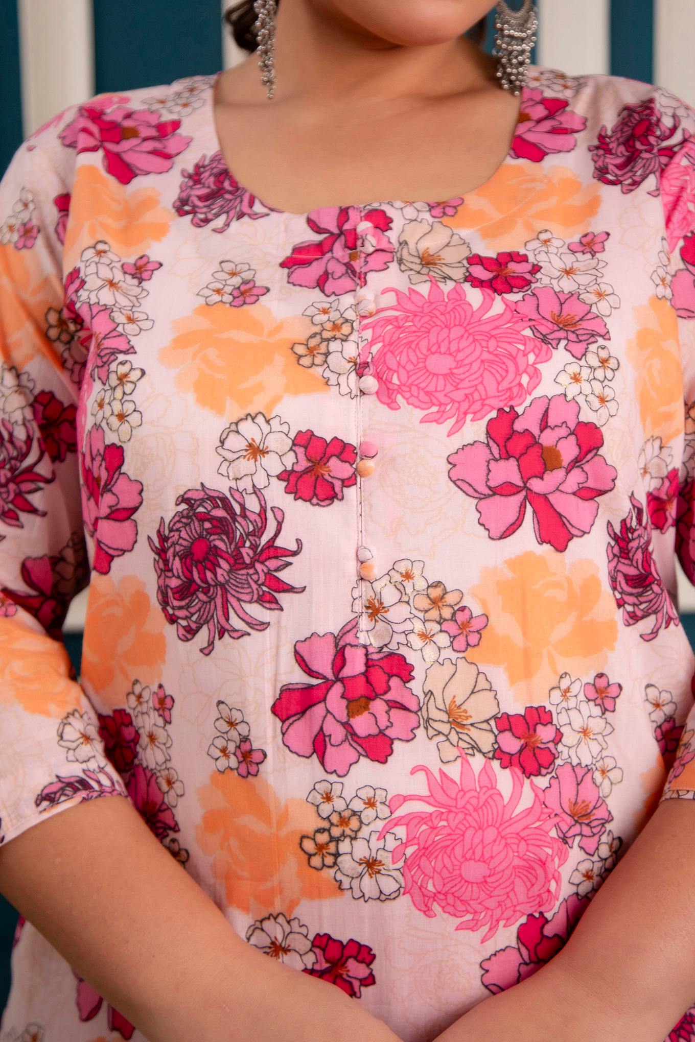 Raspberry Charm Plus Size Cotton Kurti