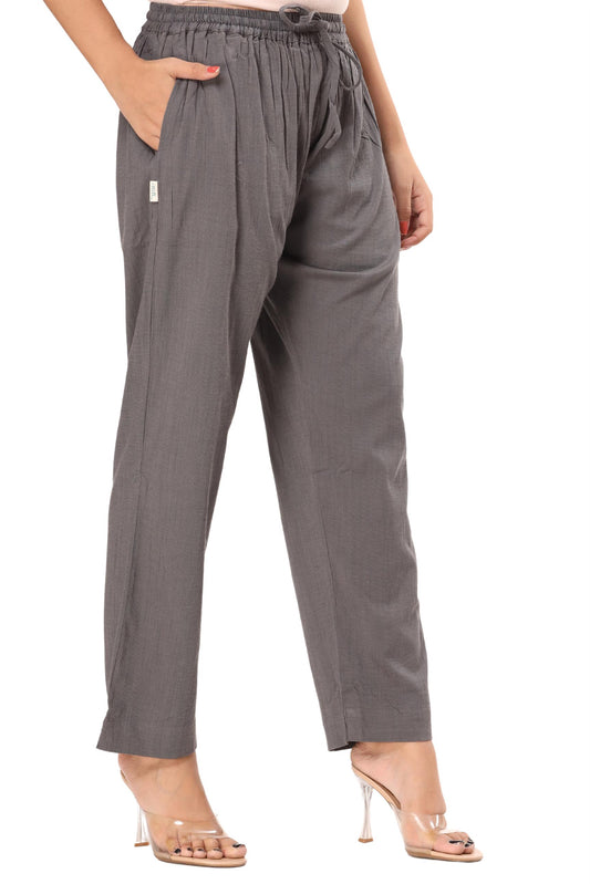2-way stretch Grey Cotton Lycra Pants