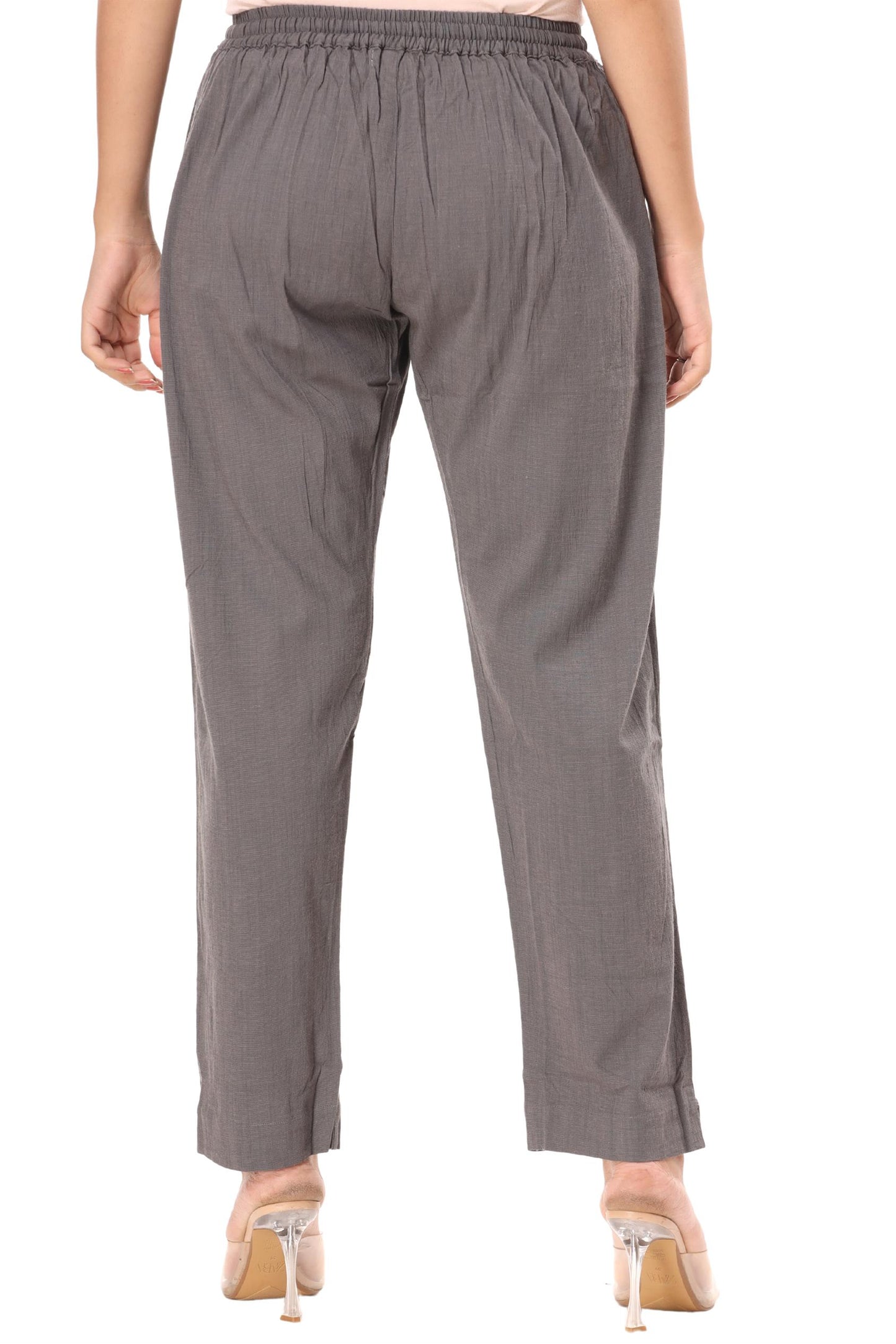 2-way stretch Grey Cotton Lycra Pants