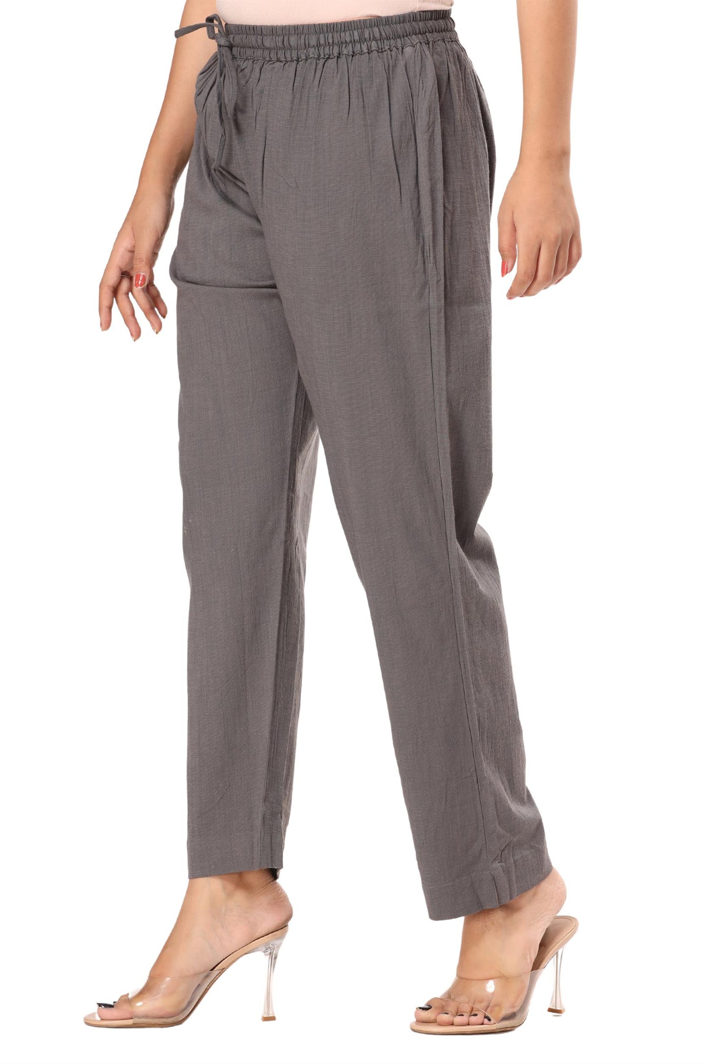 2-way stretch Grey Cotton Lycra Pants