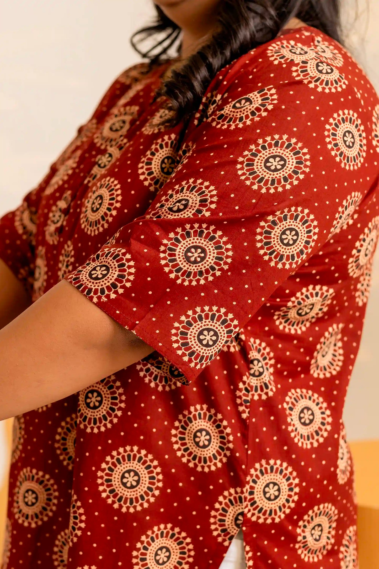 Maroon Mandala Print Plus Short Kurti