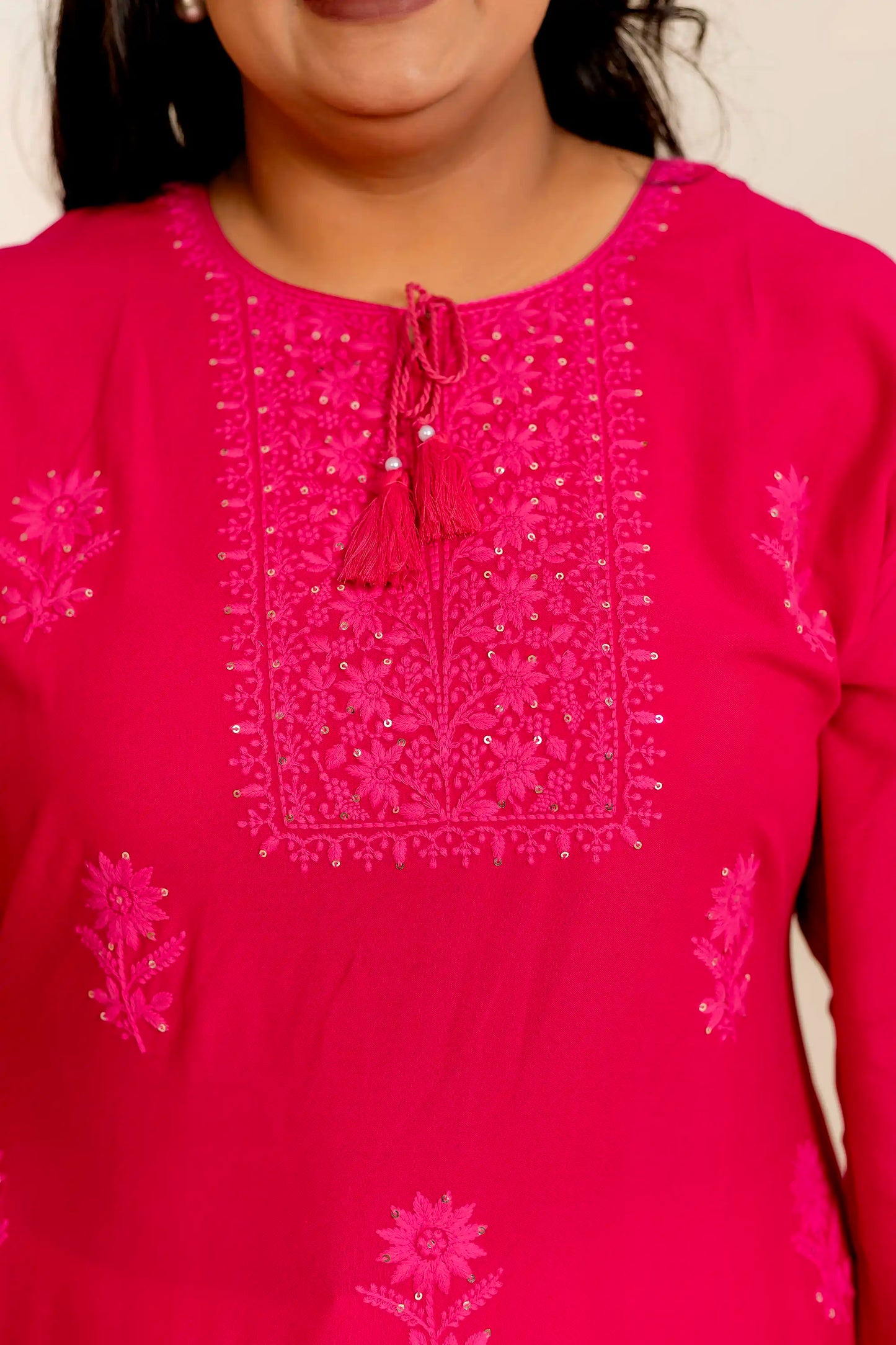 Rani Tassel Detailing Plus Kurti
