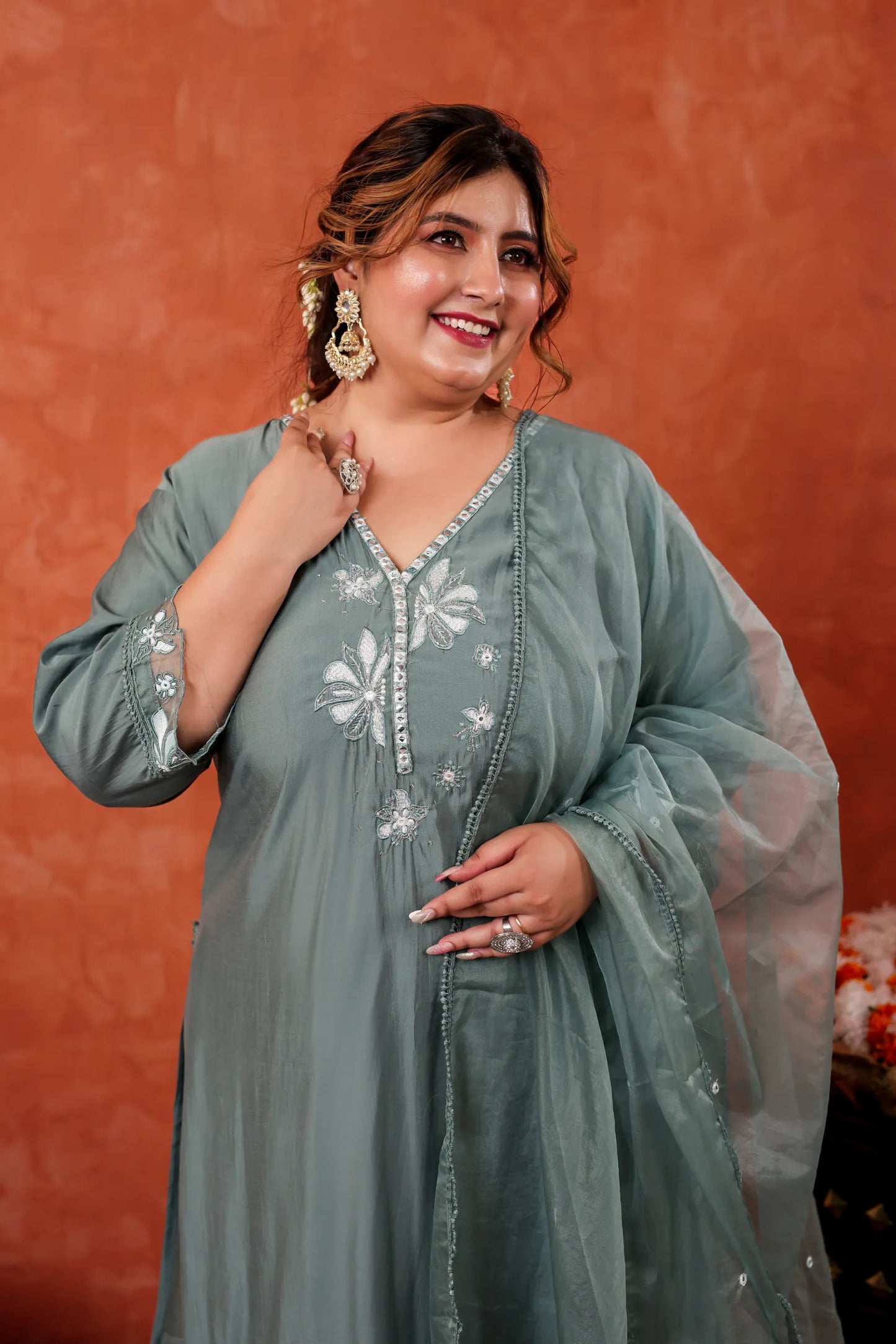 Saanjh Organza Dupatta Plus Size Suit