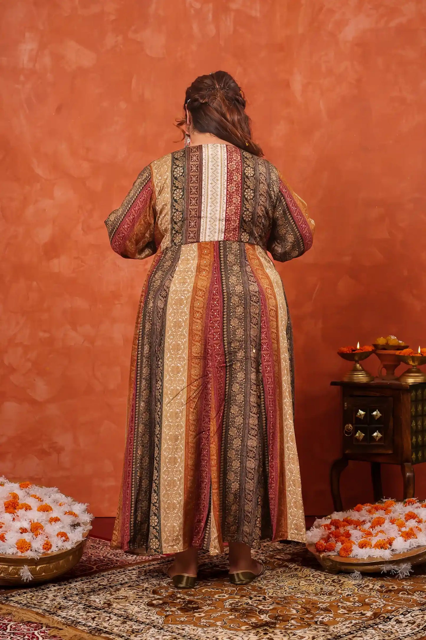 Heer White Golden Dress