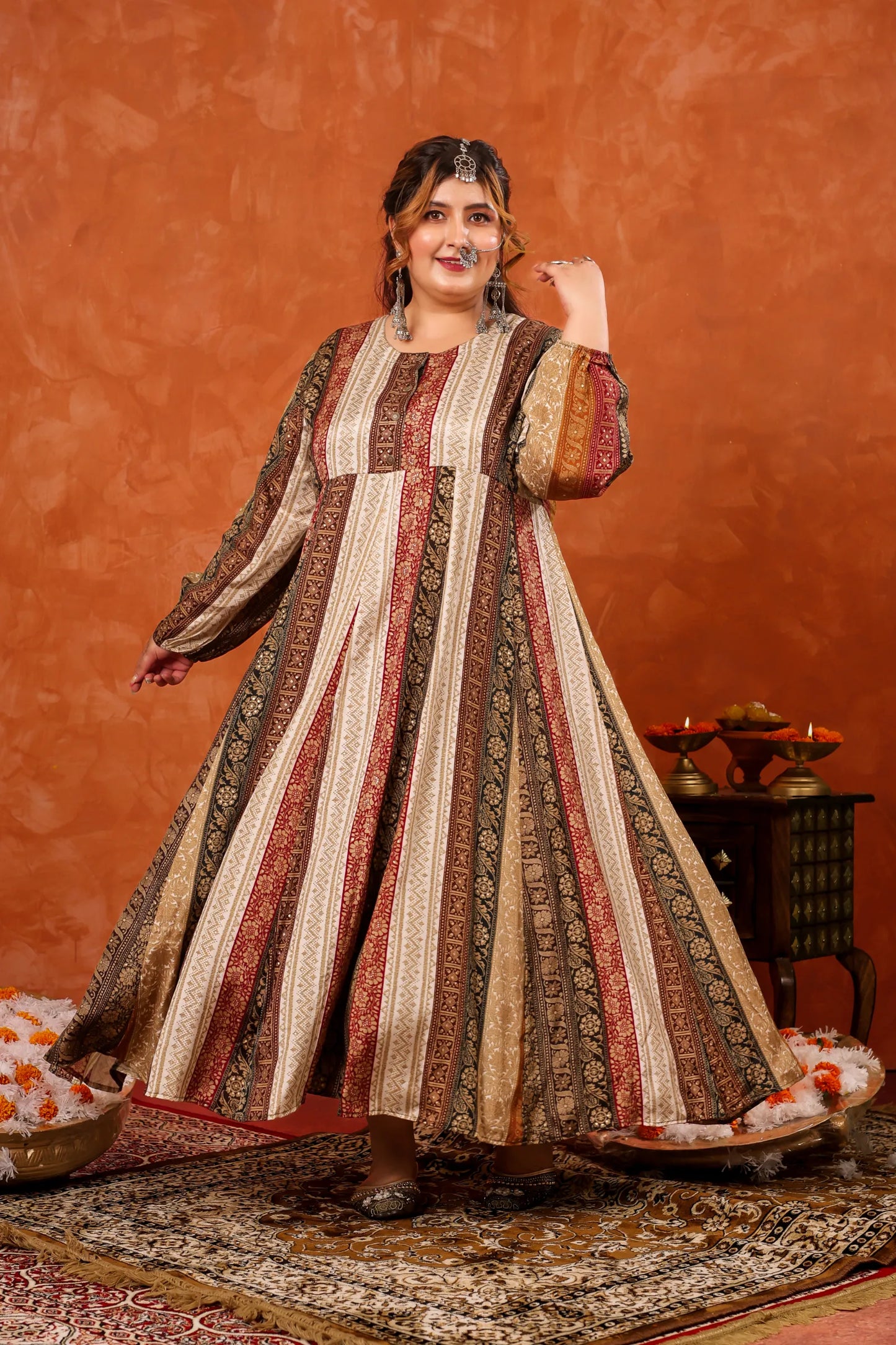 Heer White Golden Dress