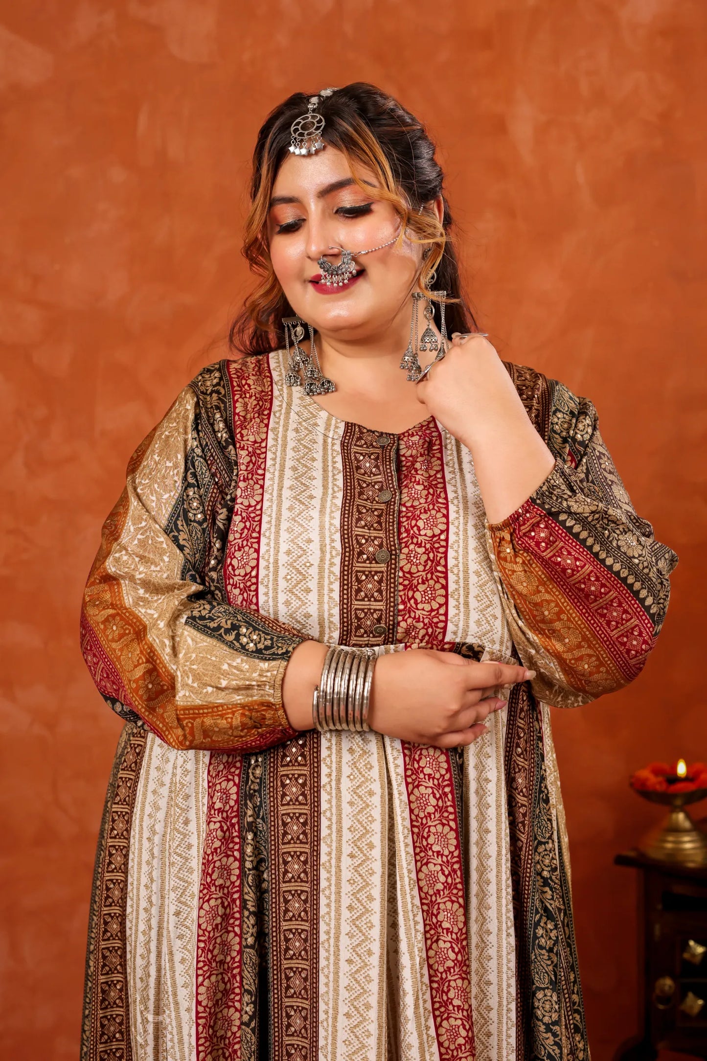 Heer White Golden Dress