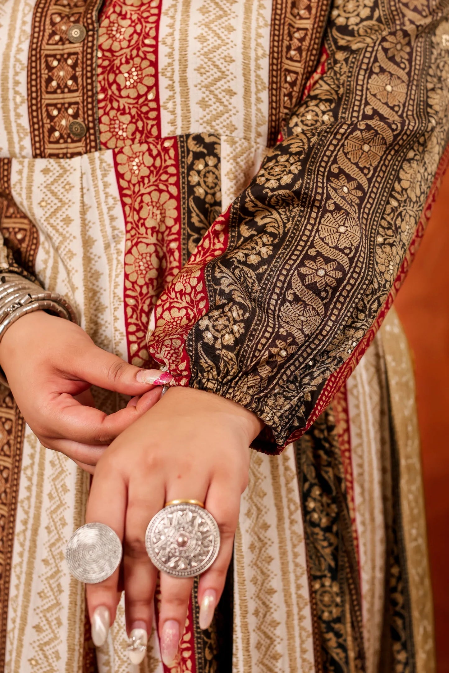 Heer White Golden Dress