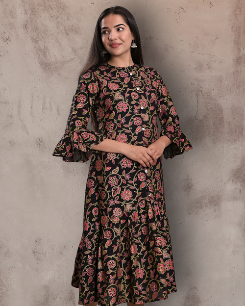 Raat Raani Dress With Flared Sleeves