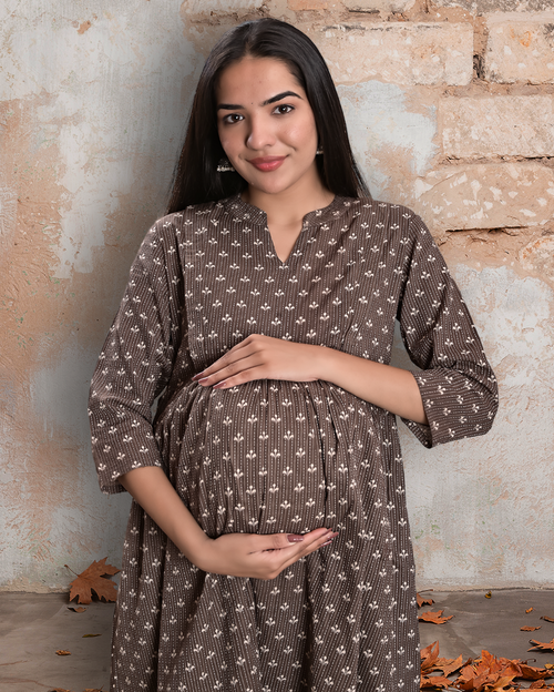 Cuchikoo by Laali Brown Buti Katha Nursing Dress