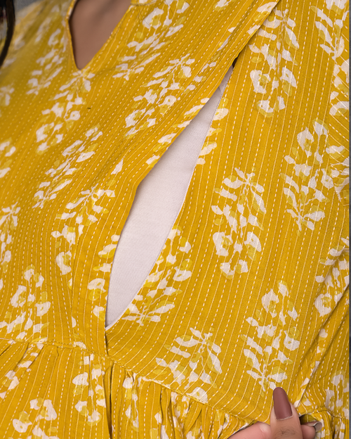 Cuchikoo by Laali Mustard Katha Nursing Dress