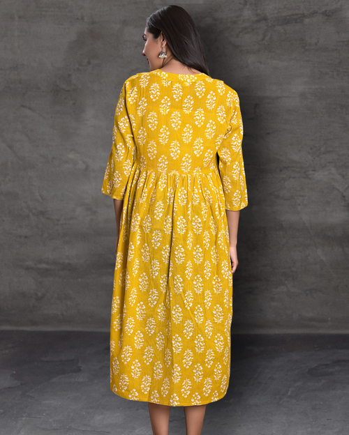 Cuchikoo by Laali Mustard Katha Nursing Dress