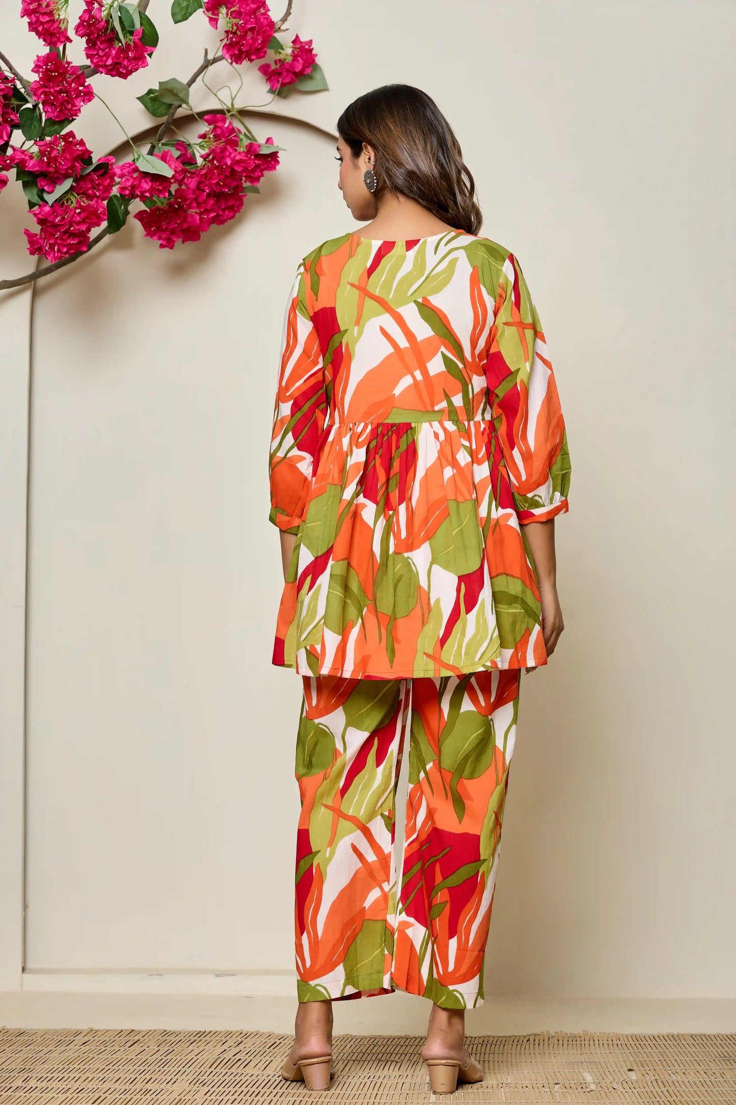 Cuchikoo by Laali Orange Green Abstract Maternity Co-ord